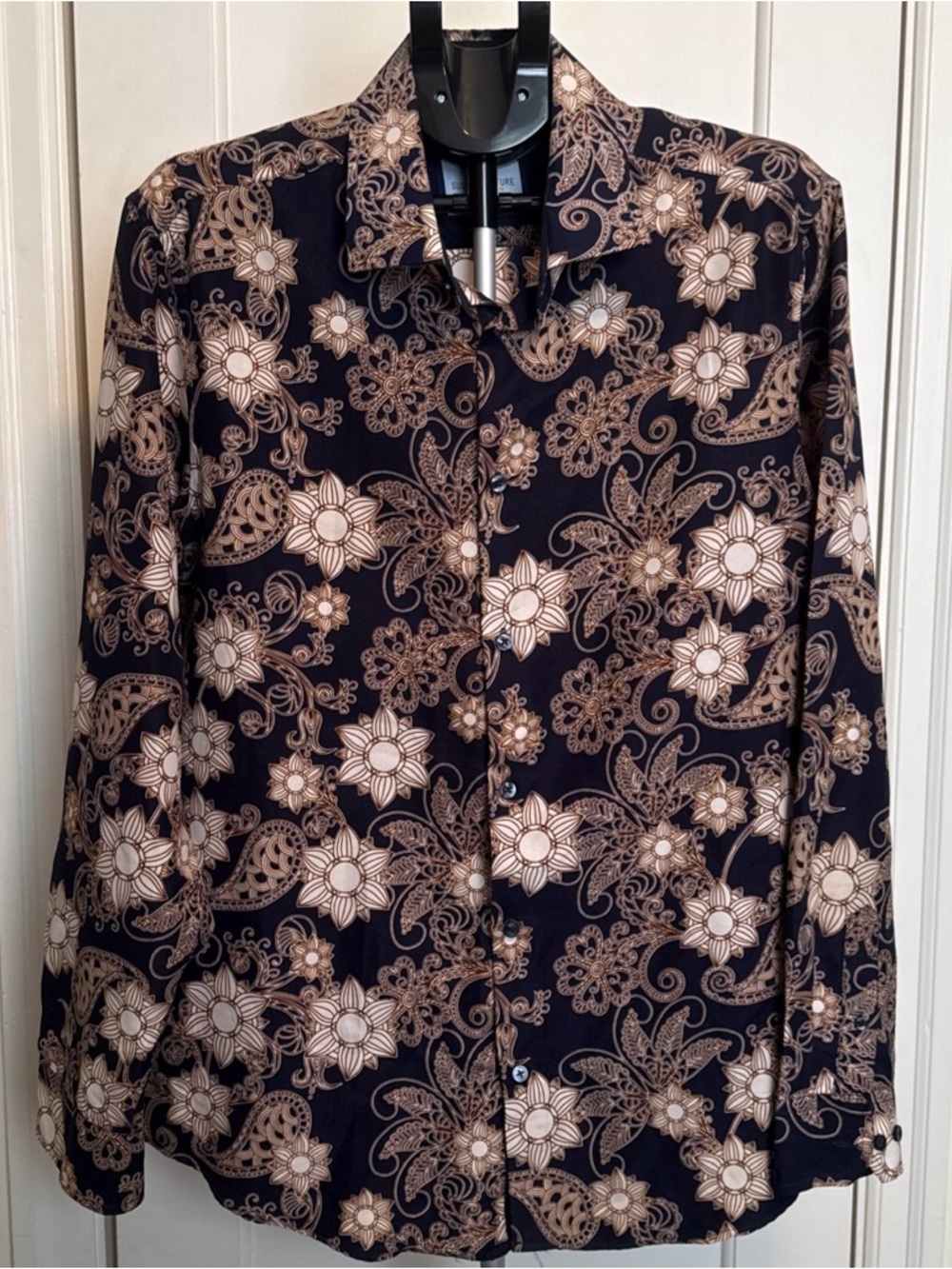 Suslo Couture Luxury Mens Shirt 2XL Slim Fit Paisley Floral Baroque Statement